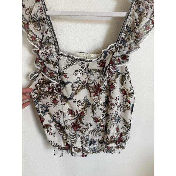 Max Studio Floral Paisley Cropped Tank Top Strappy Blouse Size Medium - Picture 5 of 11